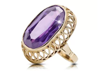 Ring Alexandrit 14 Karat Gelbgold Vintage Stil vrc129y